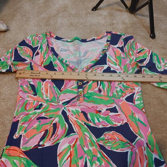 Lilly Pulitzer Size Extra Small XS 100% Pima Cotton Palmetta Dress Vias Print - Picture 8 of 11